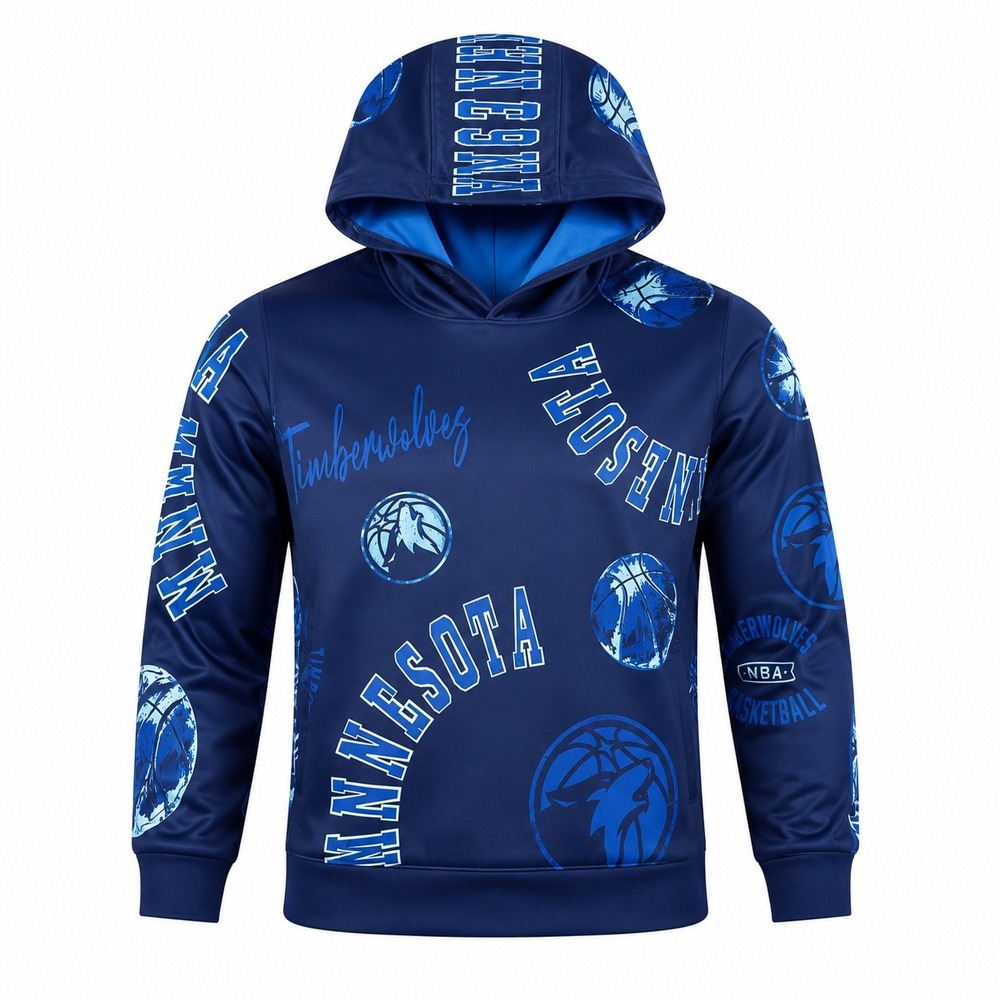 NBA Minnesota Timberwolves Kids Hoodie Navy All Over Print M‎ 5/6 NEW youth blue